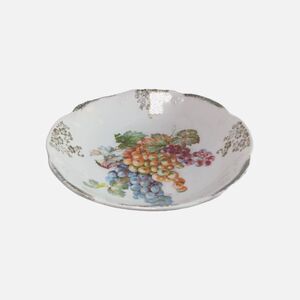 Schwarzenhammer Bavaria Bowl Porcelain Hand Painted Grape Pattern Scalloped Edge